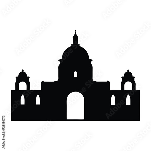 Silhouette of mission santa barbara california landmark architecture building vector design art