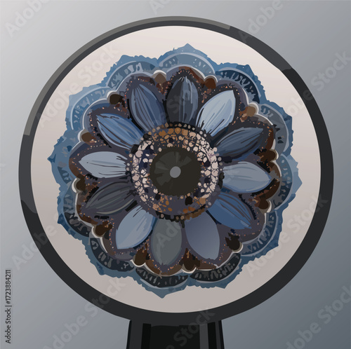 Abstract Blue and Brown Mandala Flower Design