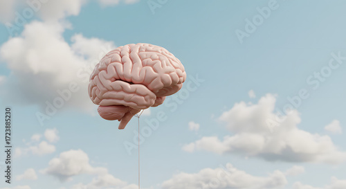 Obraz na płótnie Abstract surreal floating brain concept