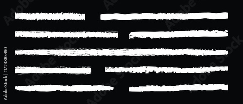 Set of hand painted Chalk grunge brushes. Crayon texture smears, hand drawn chalk strokes, pencil underline and divider. Vector illustration.