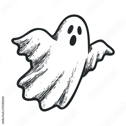 Simple, spooky sketch of a classic flying specter.
