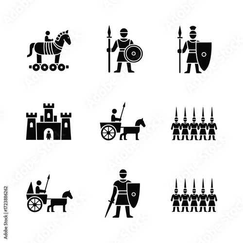Ancient warfare icon set