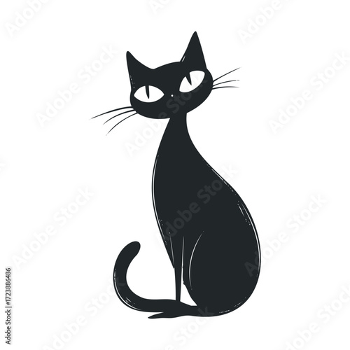 Wallpaper Mural Stylized silhouette of a thin black cat with large eyes. Torontodigital.ca