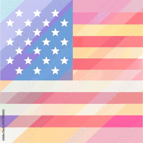 Modern geometric pastel United States flag illustration for patriotic themes