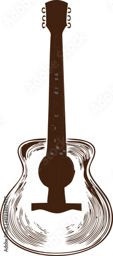 Acoustic Guitar Illustration Hand-Drawn Musical Instrument Design