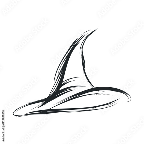 Sketch of a pointed, crooked witch's hat.