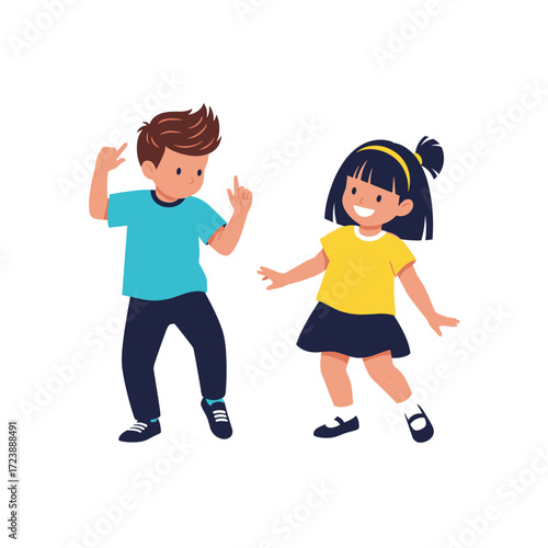 Two children dancing and having fun together.