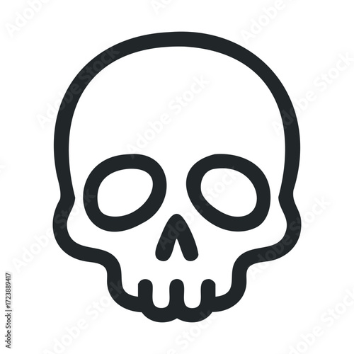 Simple black outline icon of a human skull.
