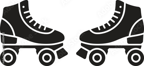 Retro roller skates silhouette on a white background