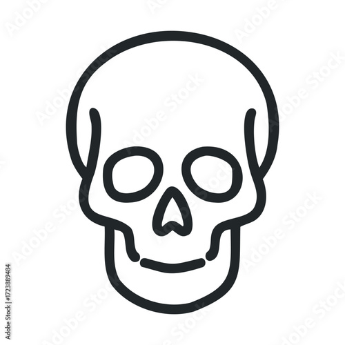 Simple black outline icon of a human skull.