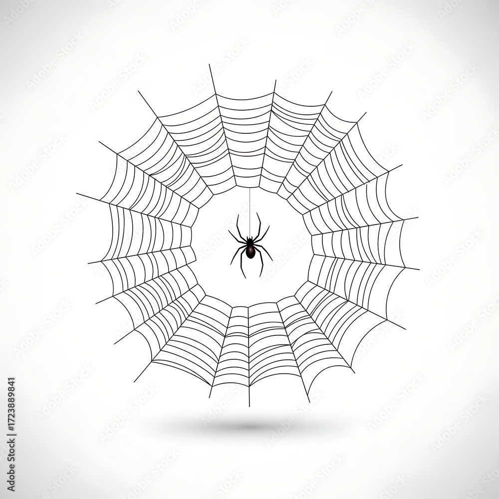 Obraz premium Spider on a web, isolated on white background