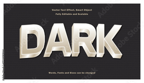 3D word dark, black, shadow, night and deep typography text effect.