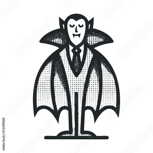 Stylized icon of a vampire wearing a cape and suit.