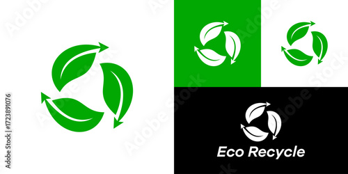 Eco Recycle Leaf Logo – Green Sustainability Symbol