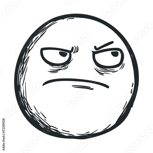 Round, hand-drawn face with a highly dubious expression.