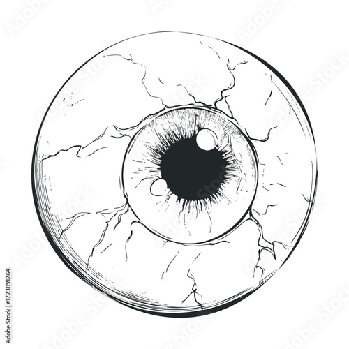 Sketch of a highly bloodshot, disembodied eyeball.