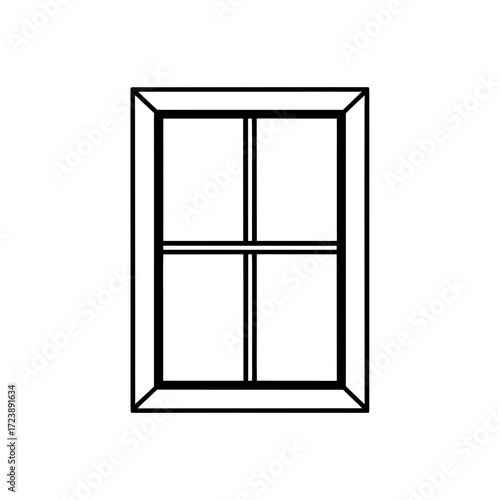 Illustration of a four pane window outline on transparent background