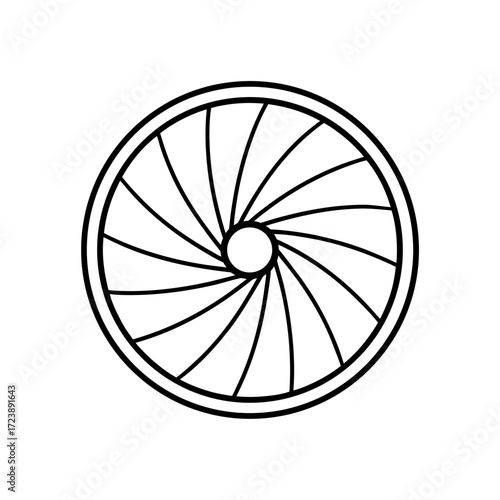 Circular design with radial line pattern on transparent background