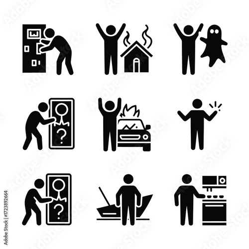 Situations and events icon set