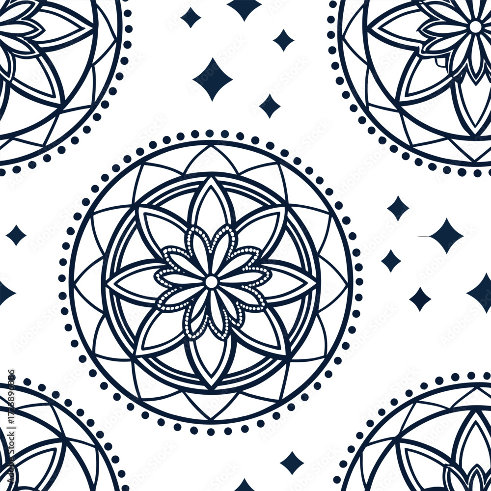Fototapeta premium Intricate crystal gem mandala illustration with shiny diamond geometric patterns scalable vector graphic vector