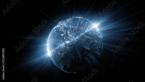 Abstract digital representation of a planet