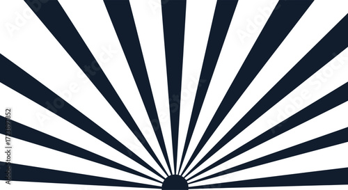 Vector art of abstract dark blue sunburst radiating from a central point against a stark, symbolizing energy, power, and a new beginning