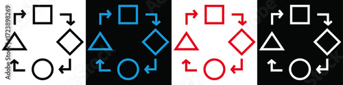 Circular step geometric icon set with multi colour template