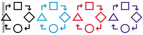Circular step geometric icon set 