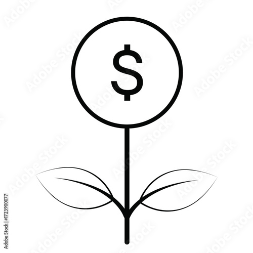 Tree of money icon set with modern leaf shape