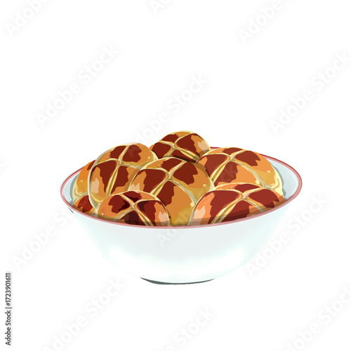 illustration of a bowl of bread without a background