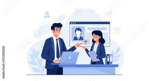 Business colleagues in a virtual meeting discussing strategies and new projects plans