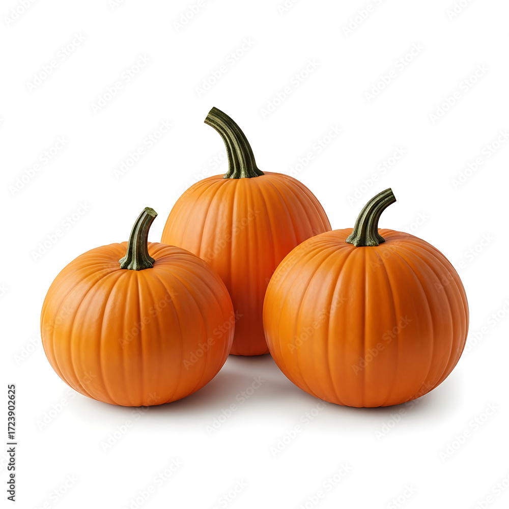 Obraz premium Three pumpkins isolated on white background