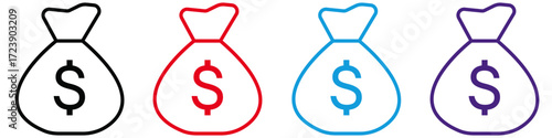Money storage icon with four different colour
