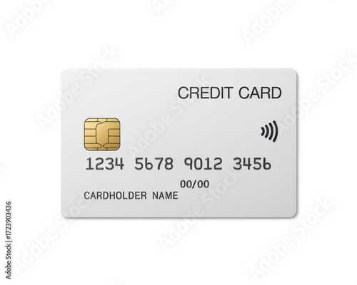 Wallpaper Mural Isolated white credit card with chip and contactless payment symbol on a white background studio shot on transparent background Torontodigital.ca