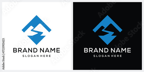 simple mountain logo design vector template