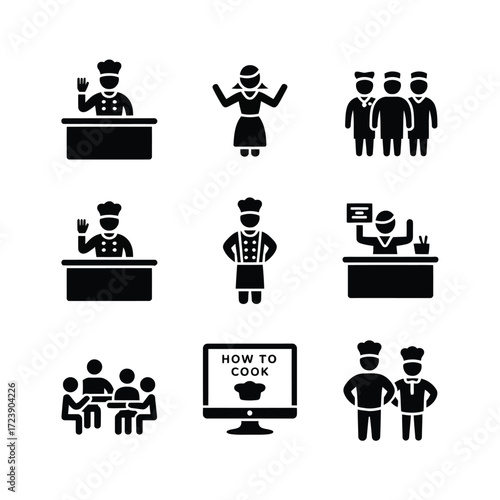 Chef and cooking class icon set
