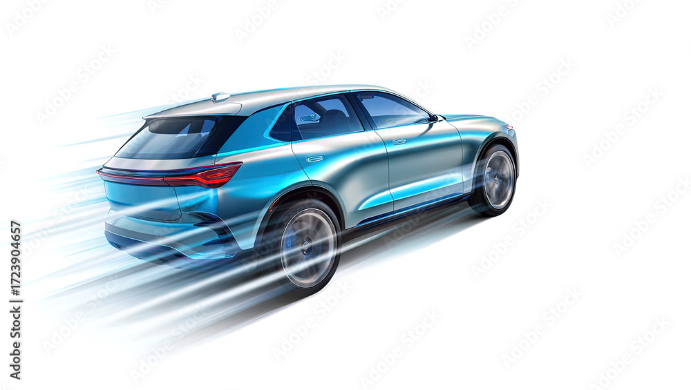 Naklejka premium Futuristic car racing at speed