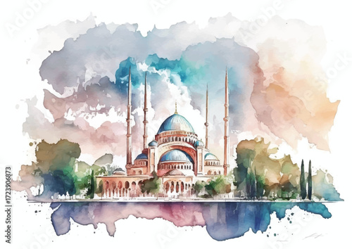 Selimiye Mosque in All Its Glory A Watercolor Masterpiece