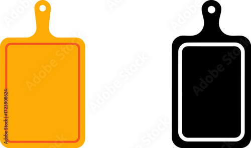 Two kitchen cutting boards wood and black Vector illustration flat design 