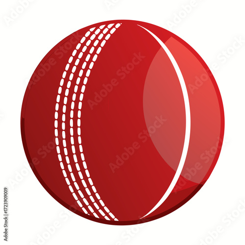 Dynamic red cricket ball illustration perfect for sports themes, competition visuals, or cricket-related advertising, originally a scalable vector graphic for flexible resizing
