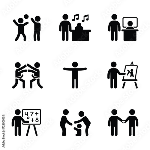 Activities and interactions icon set
