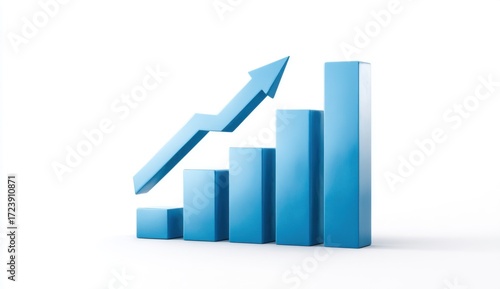 Free Download 3D graphic of a blue bar graph with an upward trend - GFXLoad
