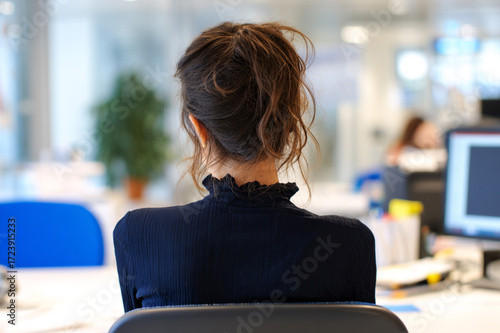 businesswoman working on laptop in the office