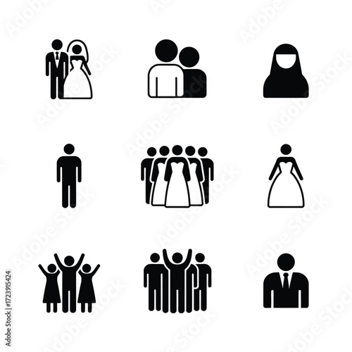 Wedding and people icon set
