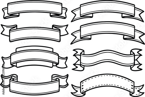 Vintage ribbon and banner vector set with decorative scrolls and frames collection