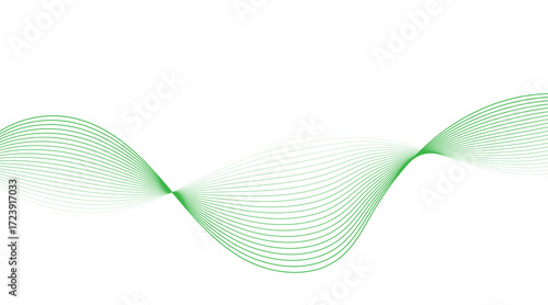 Green Wave Lines on White Background