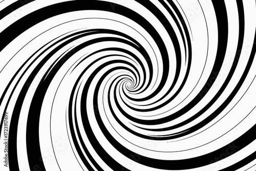 Mesmerizing black and white optical illusion spiral creating a dizzying vortex effect