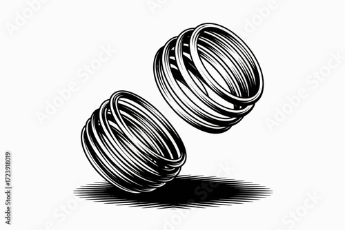 Two metallic coils suspended in air with a subtle shadow