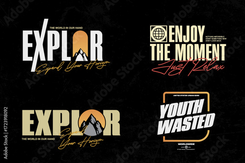 Set of Various Graphic tee design typography quotes