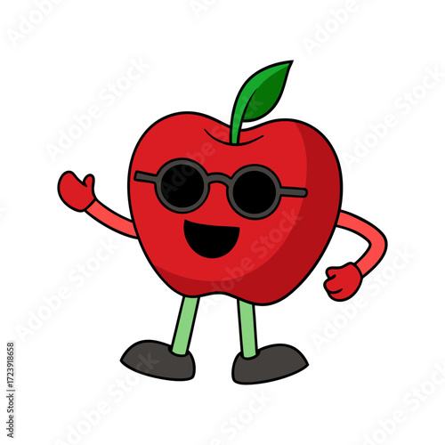 Groovy Apple Character Design  Vector Art Illustration 